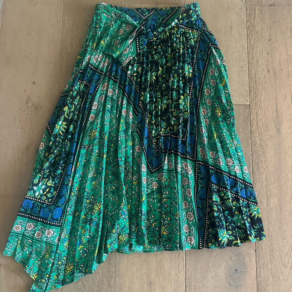 Topshop Asymmetrical Skirt in Green and Blue